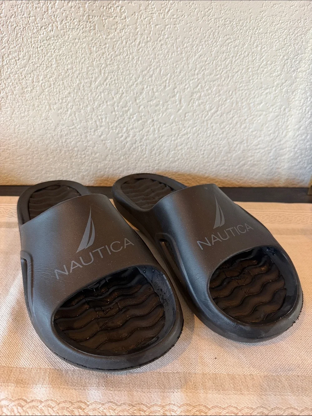 Nautica Black Logo Slide Sandals